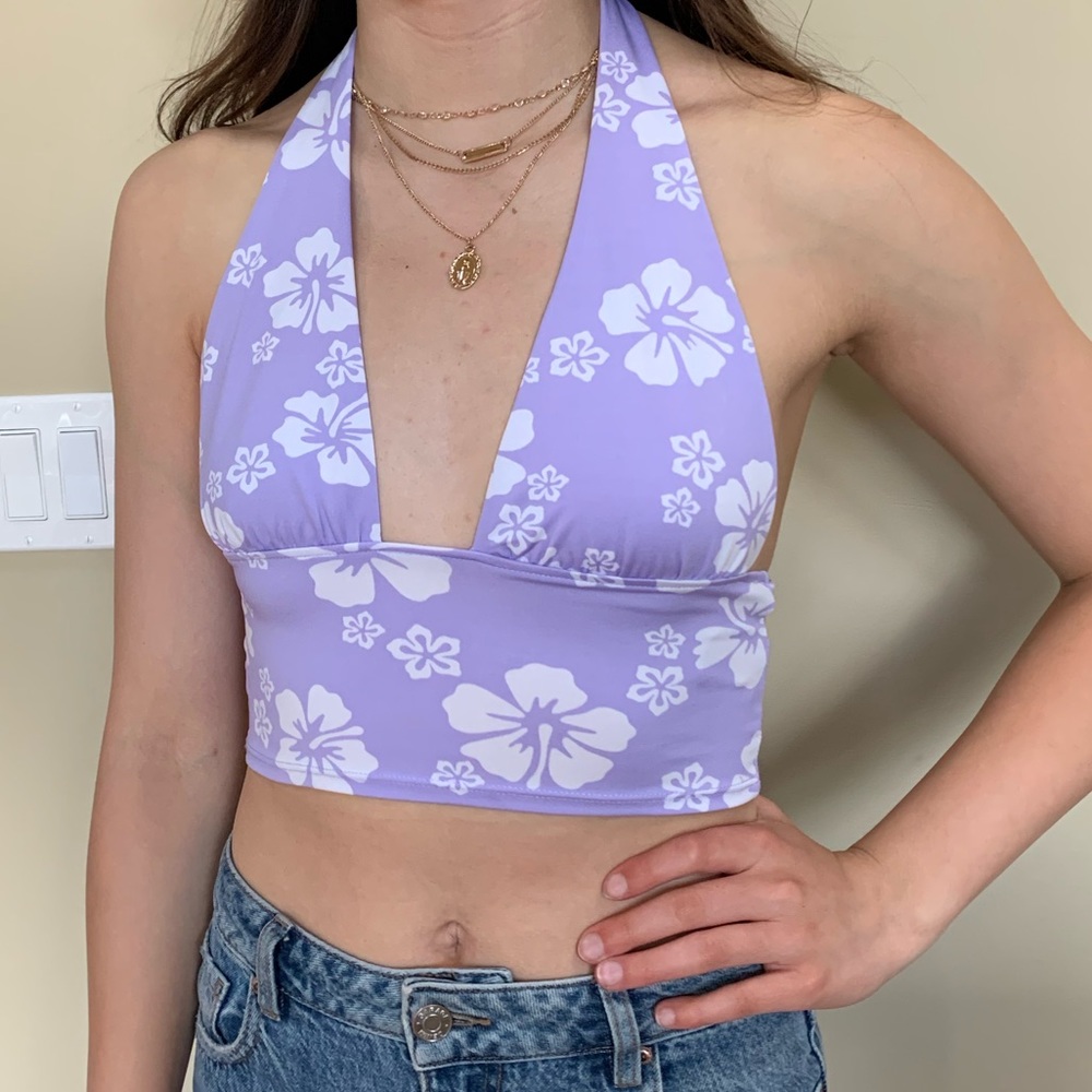 NWOT-Hawaiian printed halter top